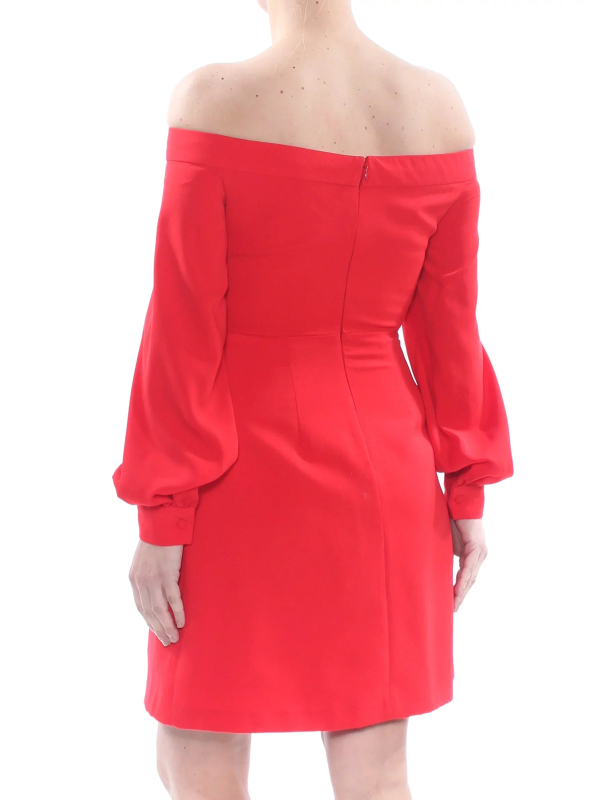 Dress Off 2 Womens STUART Red Knee The A-Line Shoulder Above JILL Sleeve Party Long