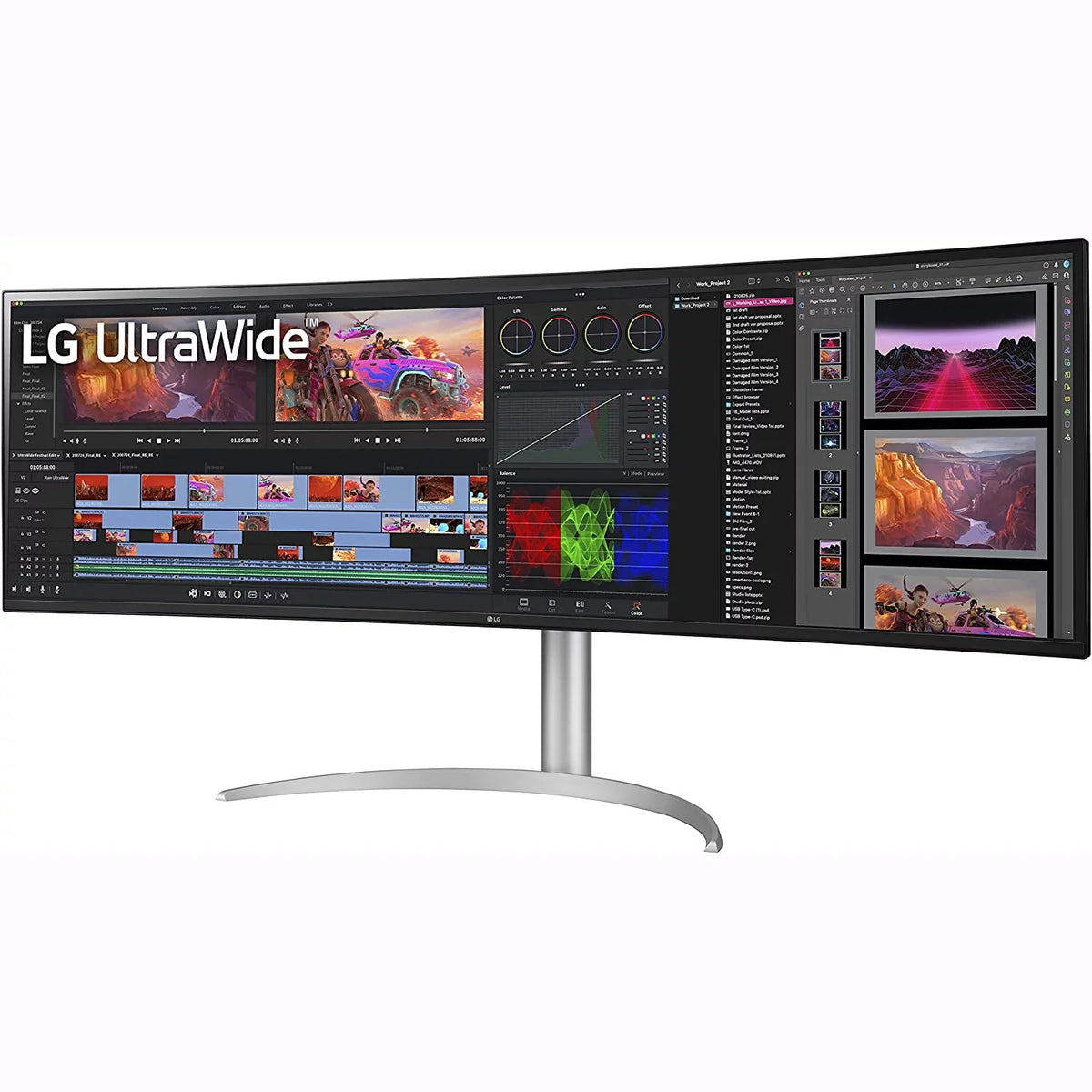 Open Premium & Nano Curved 2.1 AMD NVIDIA 32:9 1440) 49" Adjustable UltraWide Pro, LG USB and 49WQ95C-W G-SYNC FreeSync Compatible (5120 Type-C, DQHD IPS Monitor, Box Tilt/Height/Swivel HDMI x
