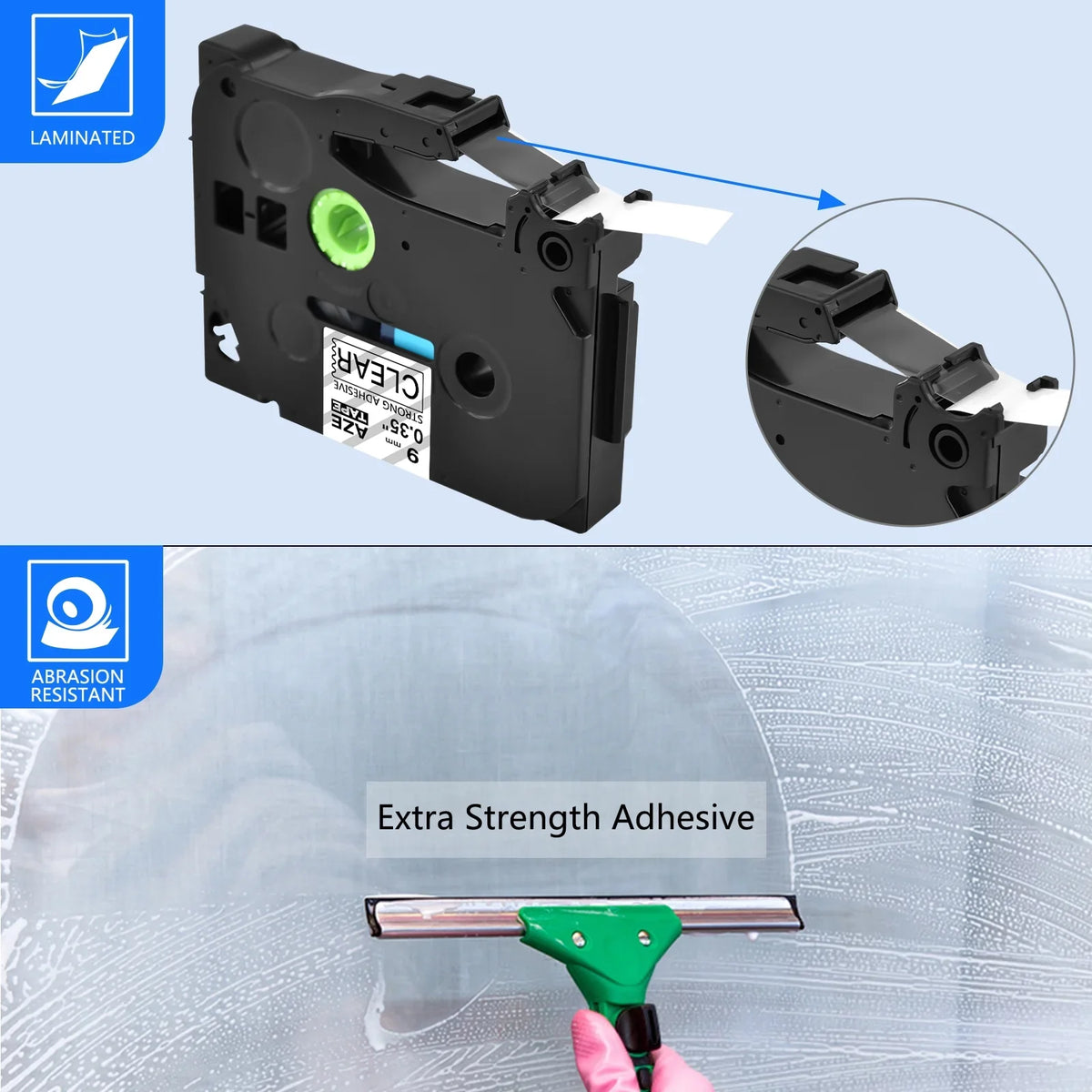 Extra Label TZ-S121 Pack D400 TZe-121 Laminated PT-D210 Brother 8 Tape Maker for D600 0.35'' Label P-Touch on Tapes 8m in 9mm use Black 26.2ft TZ-121 Clear Compatible GREENCYCLE Strength TZe-S121