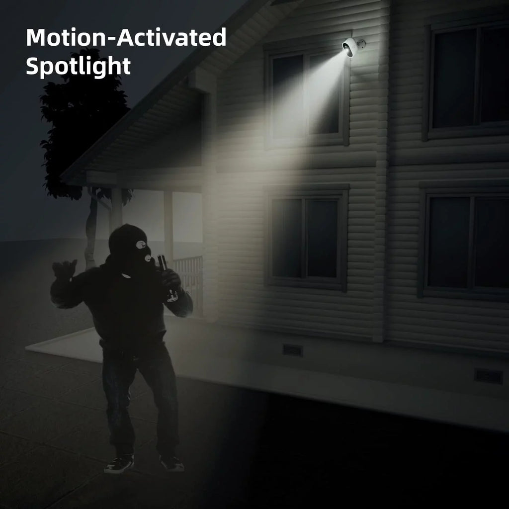2-Way with Security Wireless Home Audio Surveillance with Motion Siren,Rechargeable Camera WiFi Camera 2K Detection Battery Powered DEKCO Color & Night Vision Spotlight /Indoor Outdoor