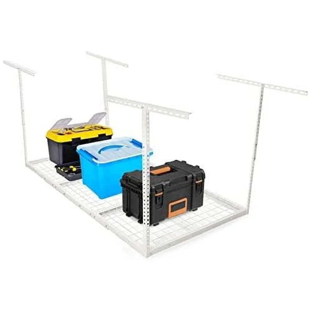 White Adjustable Garage 3X6 Shelf Garage Rack Mounted Ceiling Storage Overhead Racks Ceiling Storage Organization