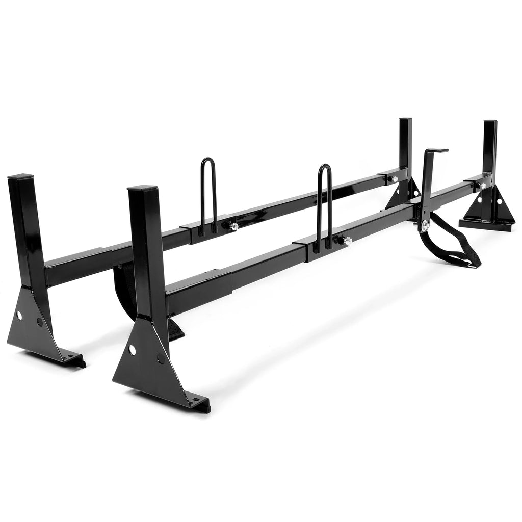 Kojem Vans Rack GMC Rack for Adjustable Roof Steel Savana Mount 68"-75" Ladders Carry 2 Ford Bars Universal Full-Size Express E-Series Chevy