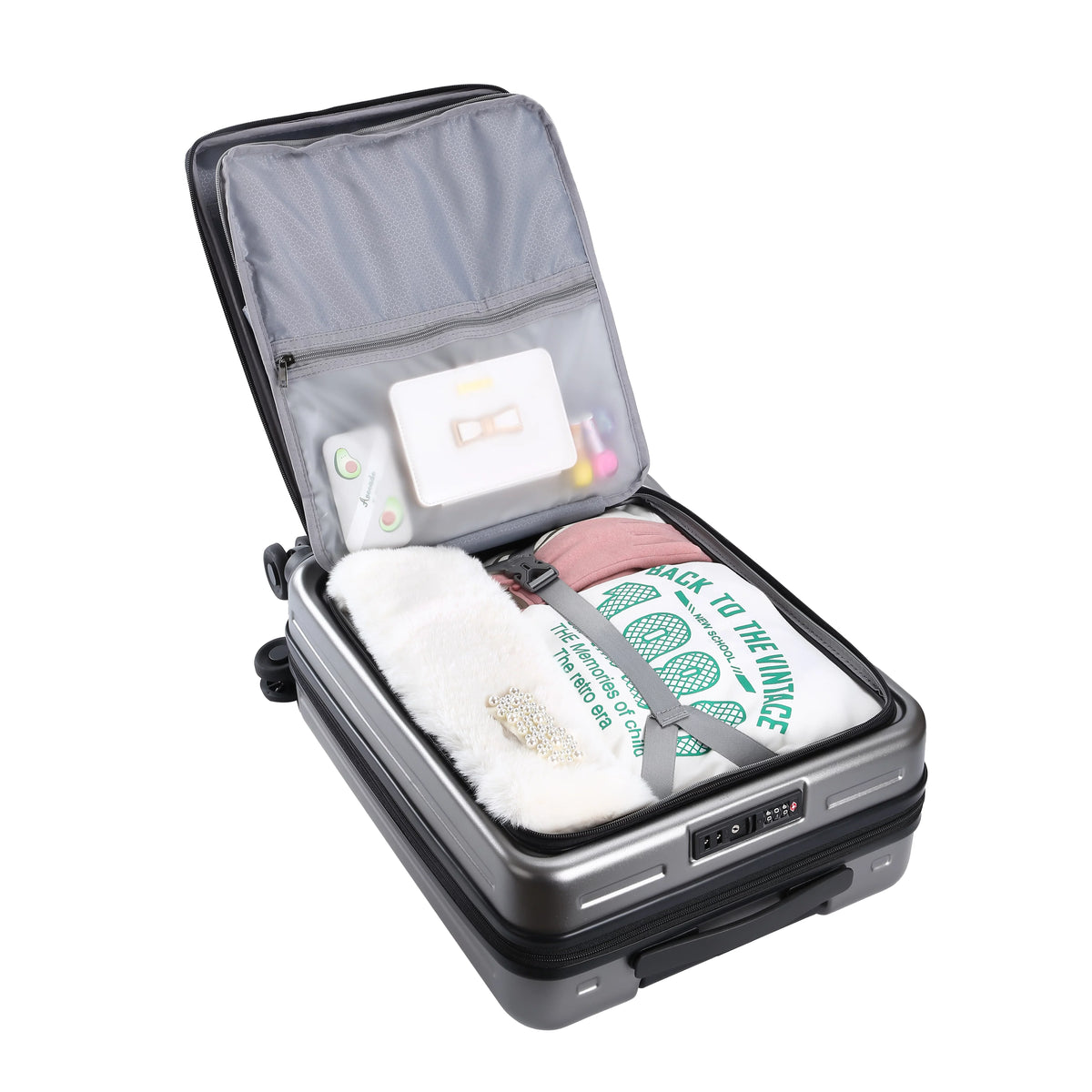 20/24 Inch Suitcase Luggage & with Grey Front Set, 65L,Dark 2 Piece Pocket TSA Lightweight + Expandle, Lock 37~41L Inch Hardshell 20 Spinner 24 with Laptop 20 Only Wheels, & ABS+PC