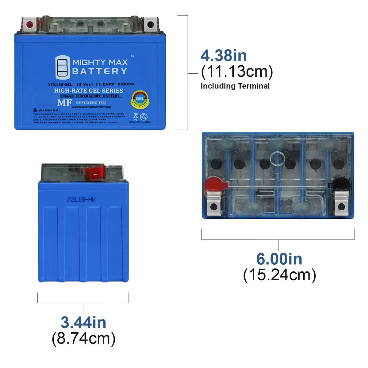11.2AH 10-18 12V Replacement Honda - compatible Phantom Battery YTZ14SGEL RS 750 Pack 4 with
