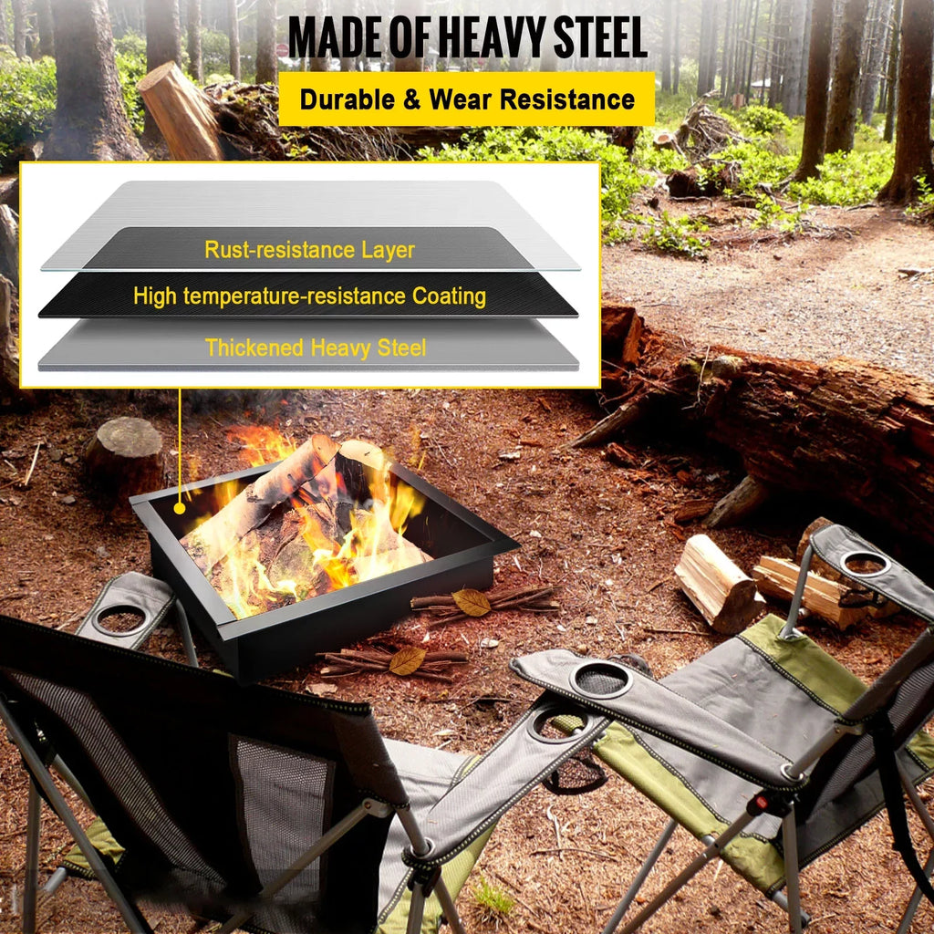 Duty Fire 36" Bonfire Ring, DIY Pit with Insert, Patio, Fire Fire Insert Square with Outdoor, Installation Ring, Heavy Simple for BENTISM Liner Tongs Backyard Pit Steel