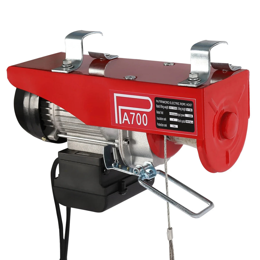 Portable Hoist Winch Remote 110V Winch 1543lbs Electric W/ Control Wire Electric