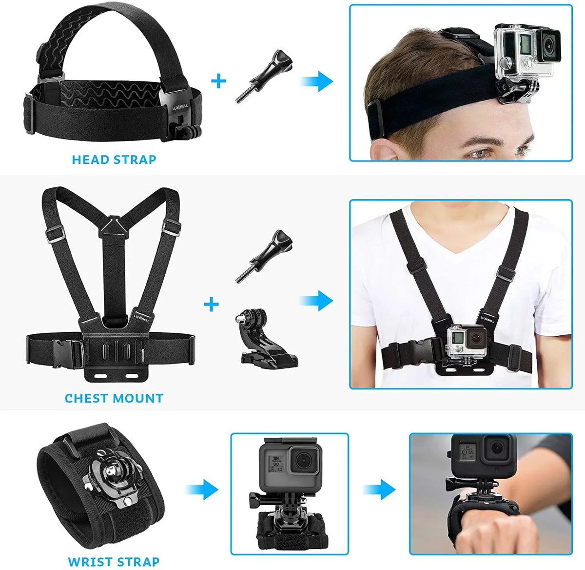 5/Session 6 4/3+/3/2/1 9 Kit GoPro Action EK7000 8 Hero EK5000 for 7 AKASO 5/Hero WiFi Camera 4K Accessories