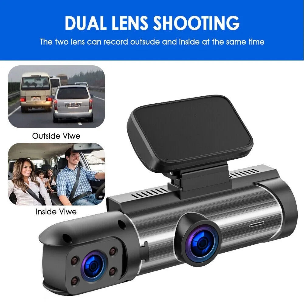 and Lens JLLOM 1080P Inside Dash Cam Camera Dual - DVR Car with Front