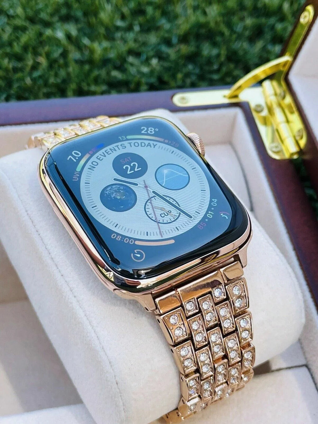 Band Custom Gold SERIES 7 Rose 24K Gold 45MM Rose iWatch Steel Stainless