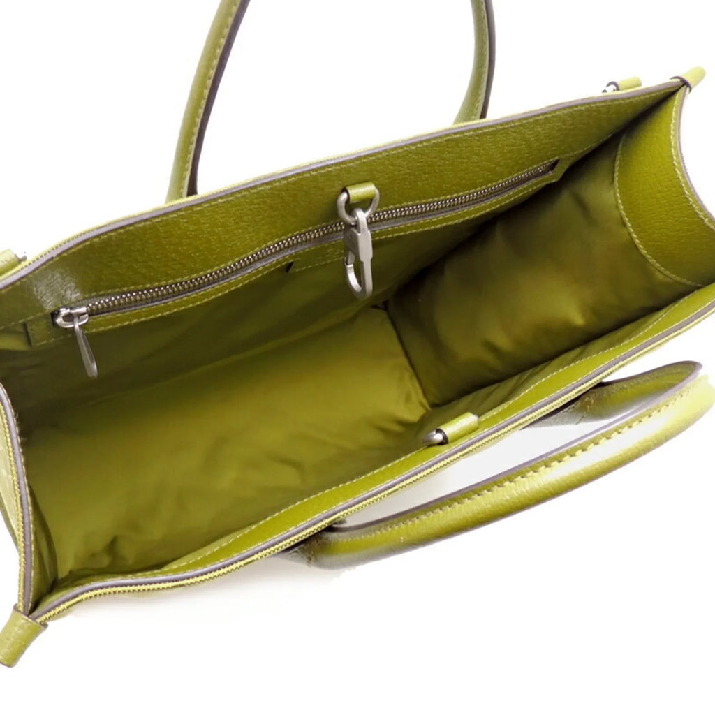 Only) Off The Forest Recycled Lining Grid Gucci Bag GG Tote (Day Green 696043 Medium Nylon (Good) Pre-Owned Ladies