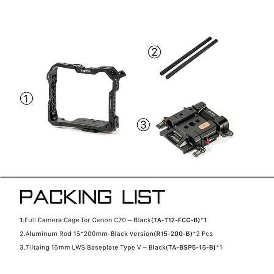 C70, for Tiltaing Canon Black Lightweight Camera Cage Kit