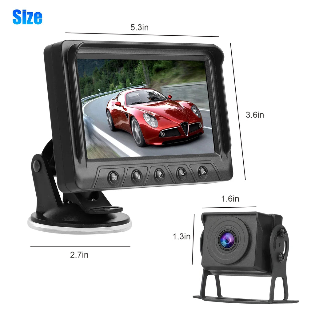 Backup View Kit with Camera Waterproof Kit, 1080P Vision, TSV Reverse Monitor Rear Camera Monitor Night