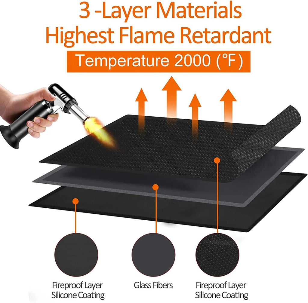 Outdoor Fireplace Charcoal, Grill, Mat BBQ for Mat, AXOMRFC Deck Grills, Black Under 60*48inch Indoor Fire Mat Outdoor Top, Mat Pit Gas Protector, Fireproof Smokers, Flat Grill Grill for for Mat