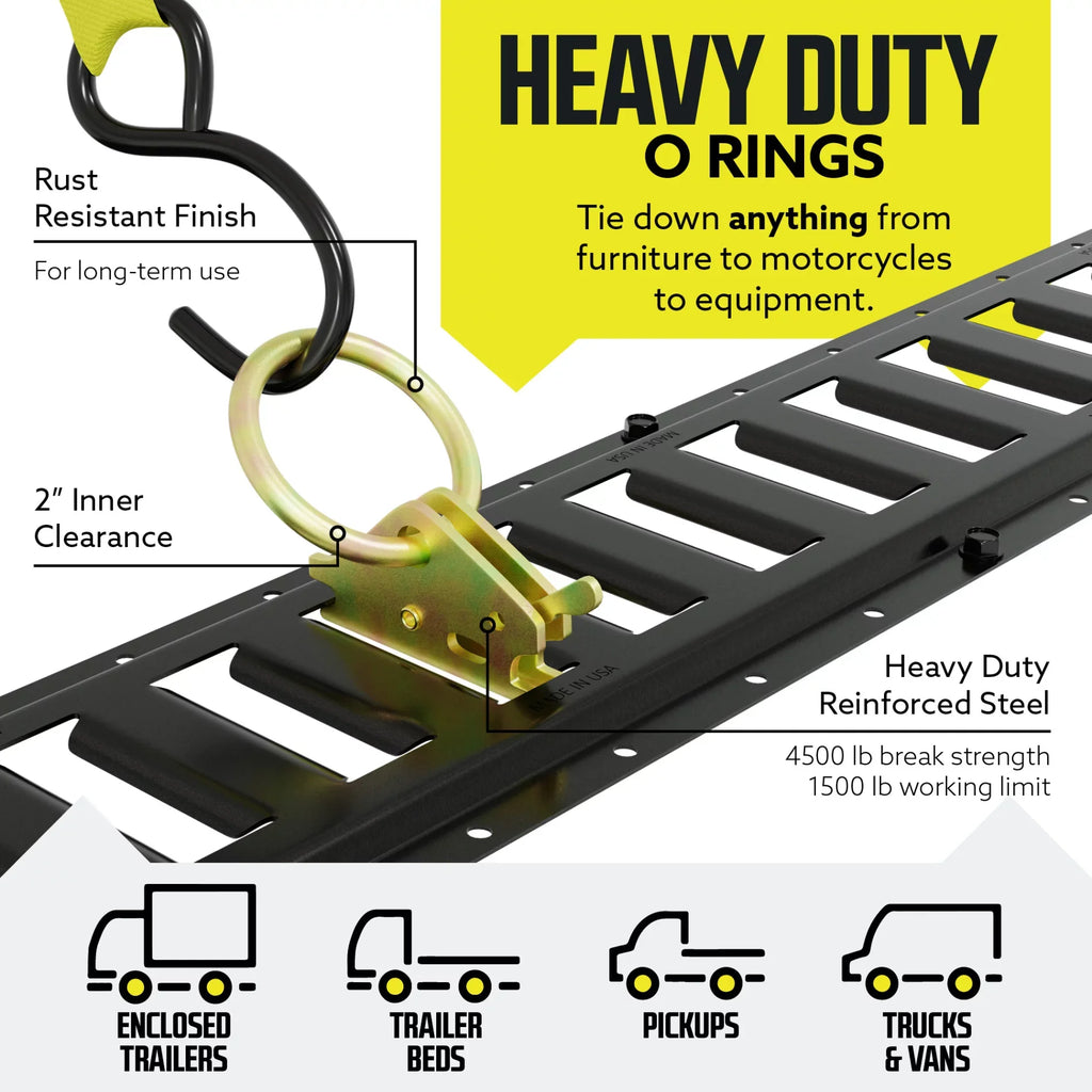 Rails Track Accessories Cargo E & 8' Tie Black Rails Kit Down Etrack DC Trailer