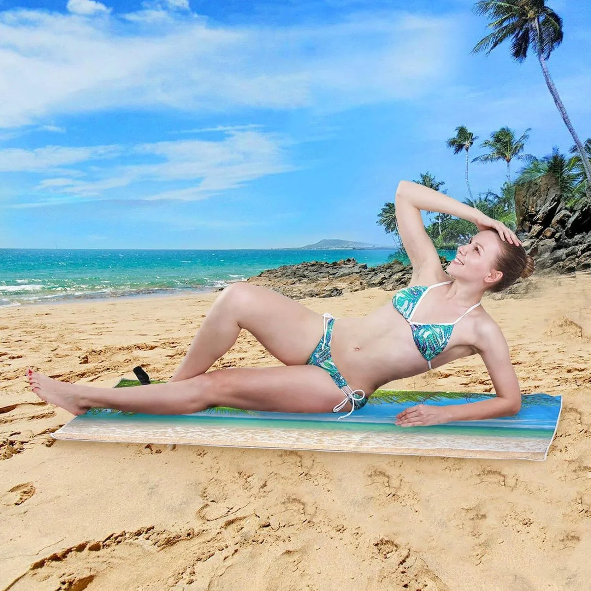 Tropical Towel Beach Thin Sand Beach Quick Towel, Oversized Bestwell Swim Blanket, Microfiber Yoga Free Pool Lightweight Multipurpose Towel Summer 30”X60” Palm Towel Bath Dry Shower