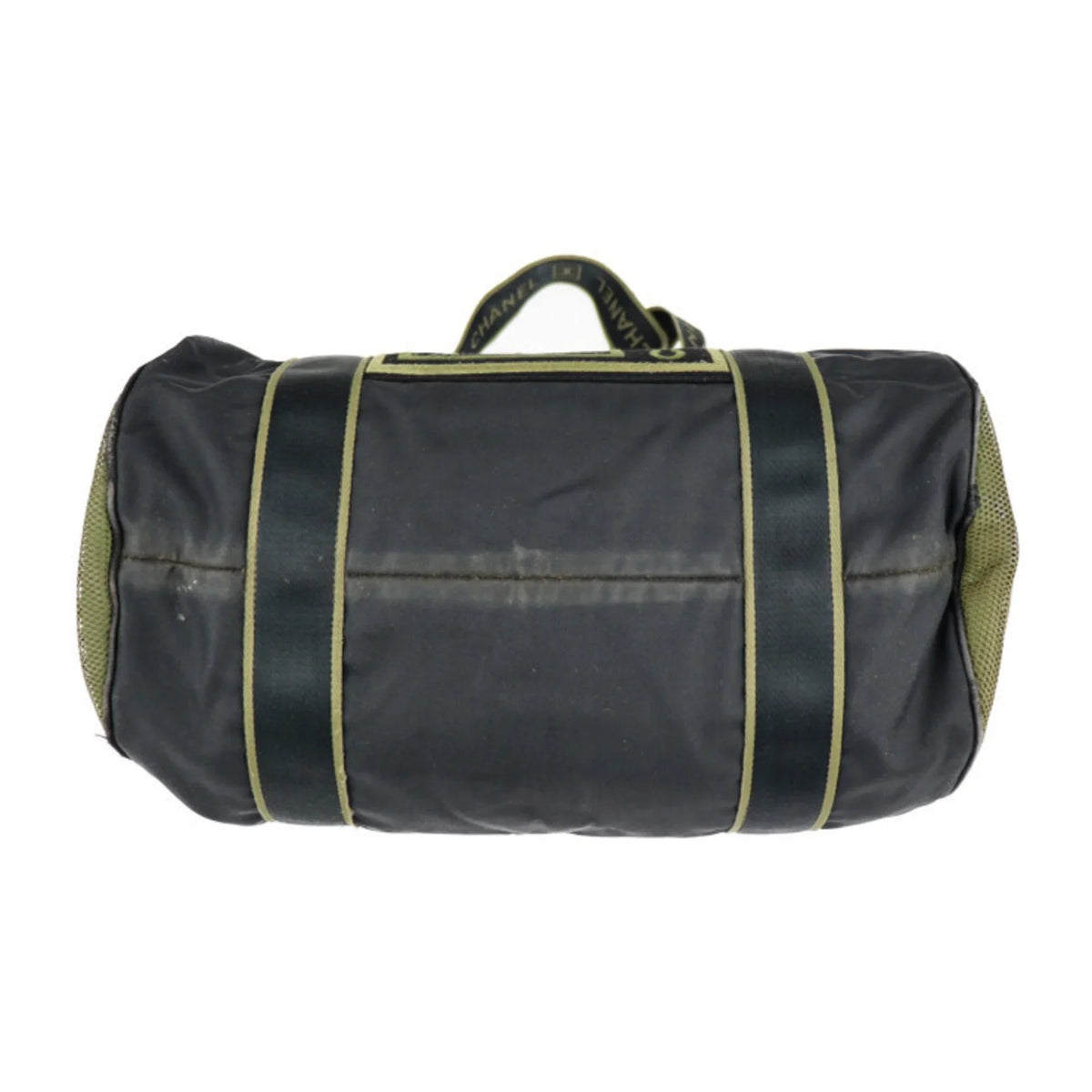 Sport Line Nylon Round Cocomark Khaki Travel Canvas Series Chanel Cylindrical Green 10 Black Shoulder Boston (Fair) Bag Pre-Owned CHANEL