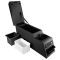 Black RealTruck 13102.15 with Wrangler by | 1976-1995 Jeep CJ/Wrangler YJ Ultimate, 1987-1988 Console, Rugged Select: Denim; Jeep Center 1989-1995 Locking, Ridge / YJ, Compatible Wrangler