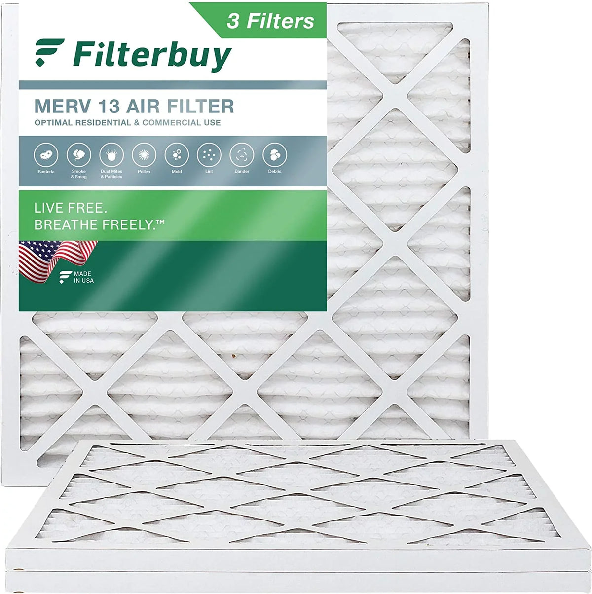 24x24x1 HVAC (3-Pack) MERV Pleated Air AC Furnace Filters 13 Filterbuy