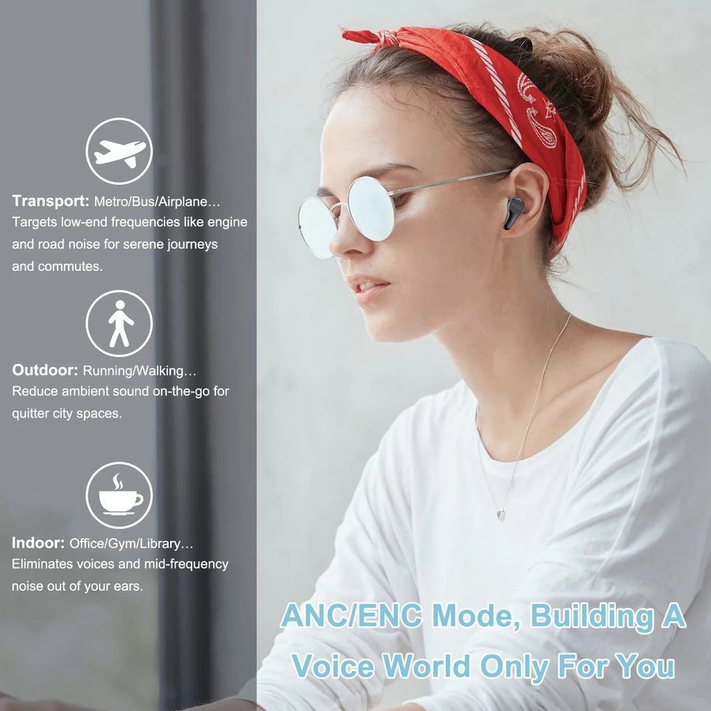 5.0 Headphones HTC with Resistant Playtime, - Wireless Earphones Earbuds Control Water Plus 24-Hour Active in-Ear Bluetooth ENC, Noise Wireless IPX5 Stereo Touch Cancellation True