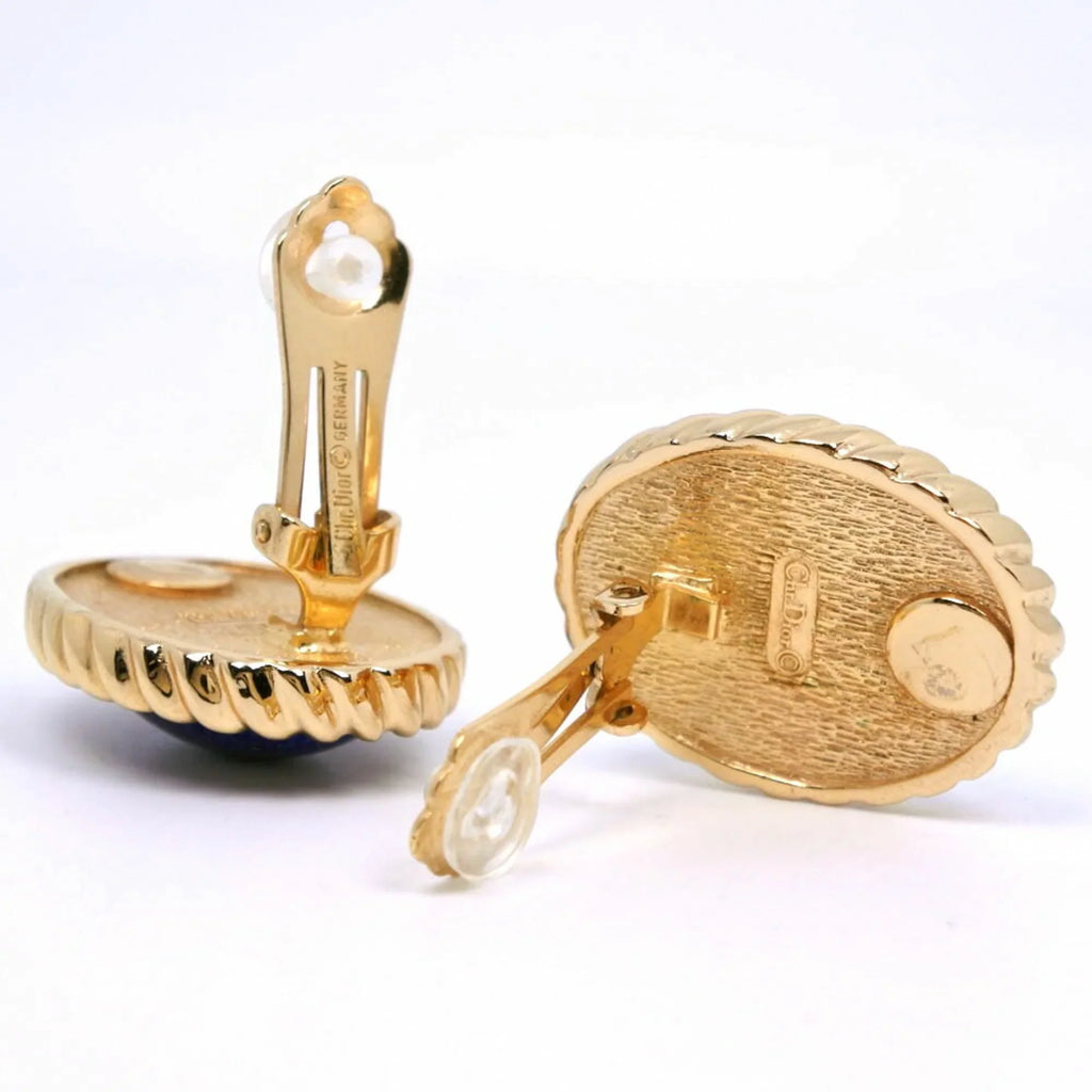 Christian Women's Earrings, Gold Germany, in Blue, Approx. Made Dior (Good) 35.5g, Plated, Pre-Owned