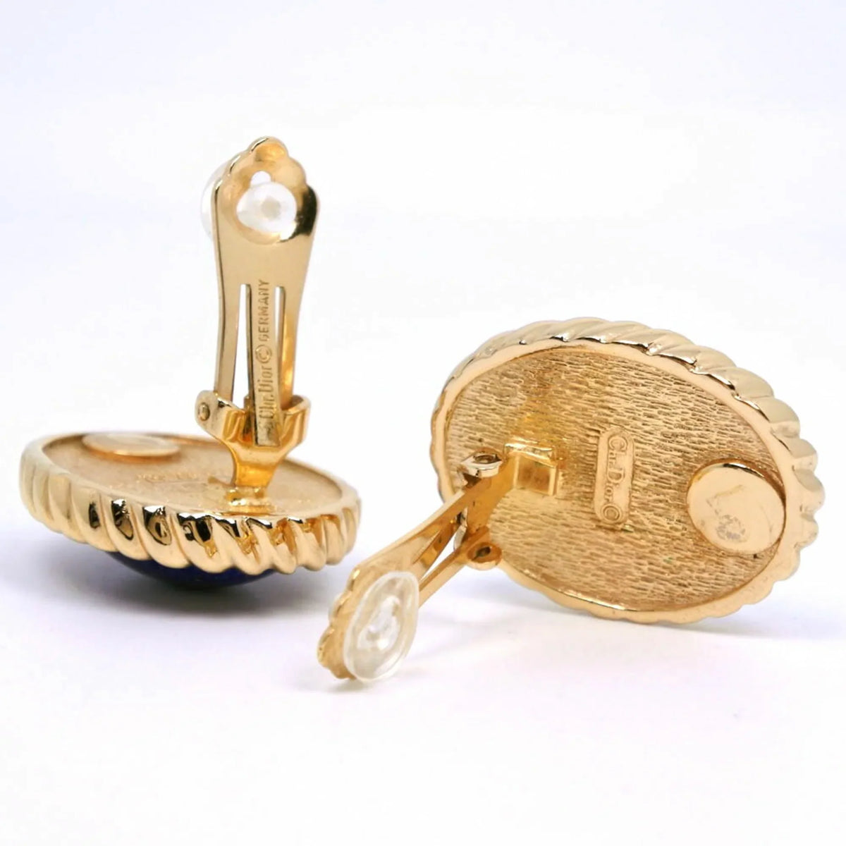 Christian Women's Earrings, Gold Germany, in Blue, Approx. Made Dior (Good) 35.5g, Plated, Pre-Owned