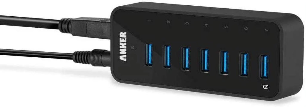 Port 5V 3.0 3A 7-Port Hub VL812-B2 Charging 1.2 Anker Chipset] [VIA 1 12V to up 1.5A, Power Black Adapter Included with BC USB
