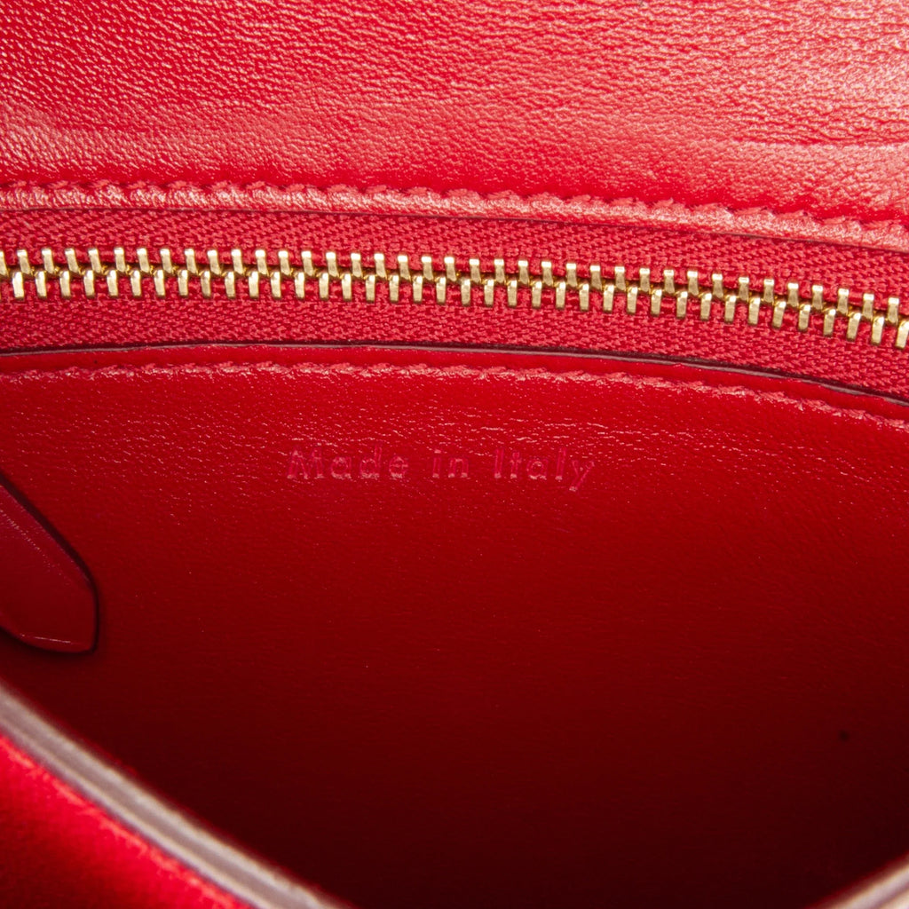 Calf Crossbody Pre-Owned Small (Good) Unisex Classic Box Bag Celine Authenticated Red Leather