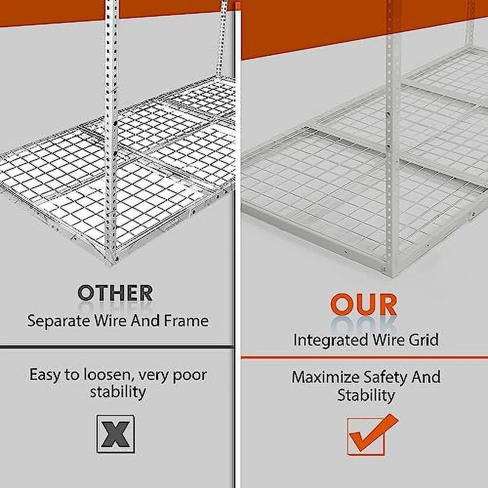 White Adjustable Garage 3X6 Shelf Garage Rack Mounted Ceiling Storage Overhead Racks Ceiling Storage Organization