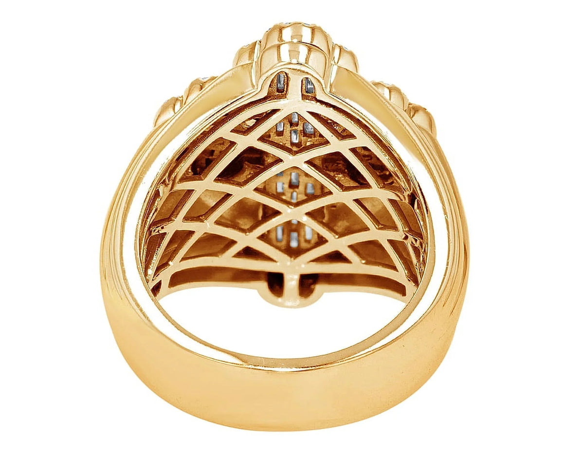Pinky S10 Ring Cross 1.05 CT Gold Baguette Diamond 25MM