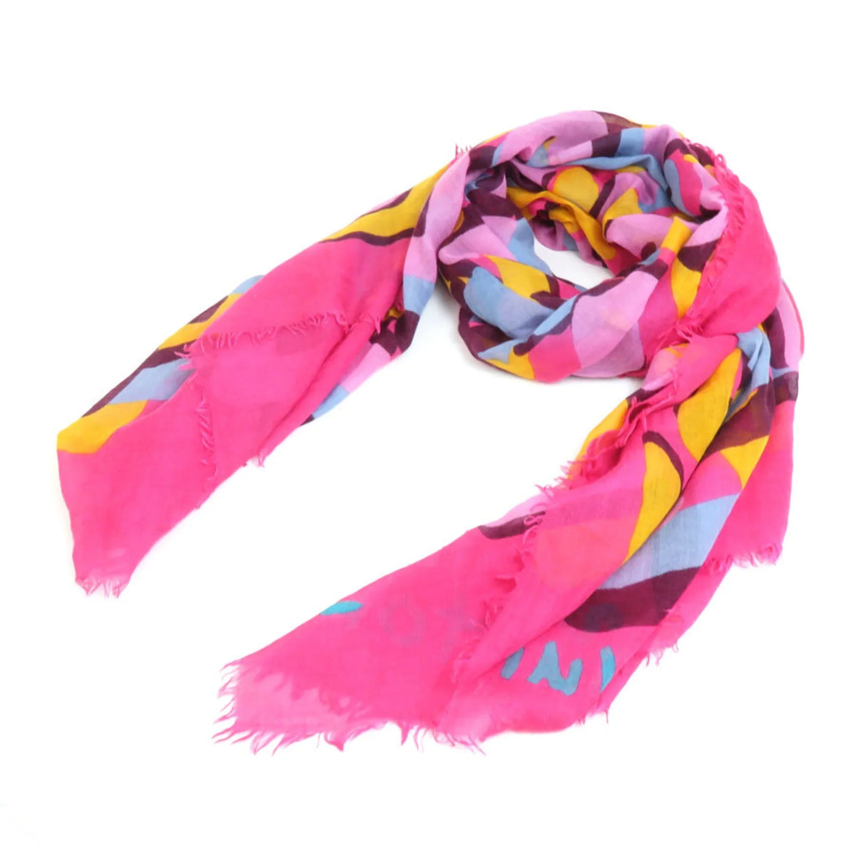 Women's Pre-Owned (Good) VUITTON LOUIS e58449a Shawl Pink/Multicolor Louis Vuitton Cashmere/Silk