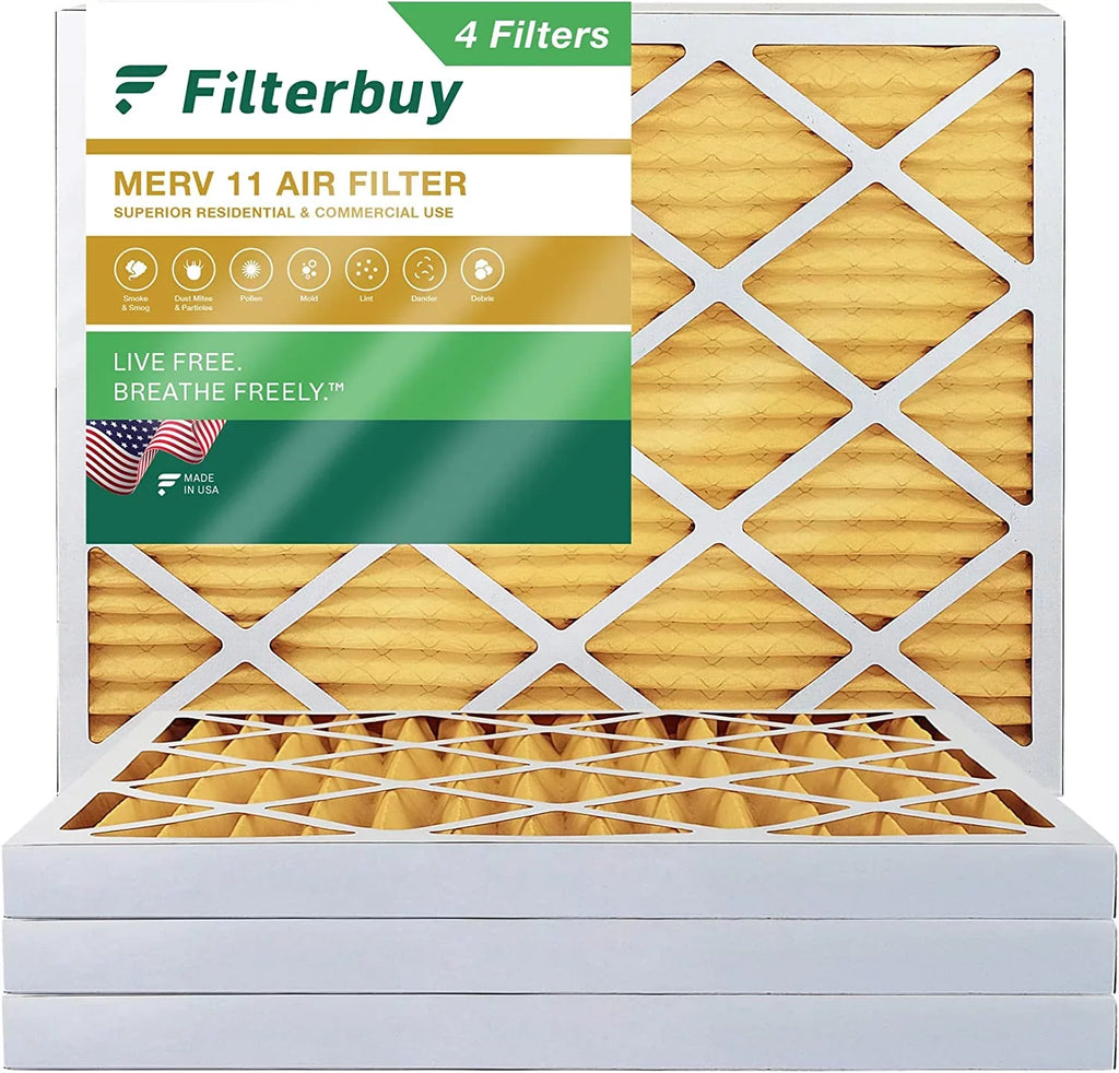 Filters Furnace Pleated 11 Air MERV AC 10x16x2 Filterbuy HVAC (4-Pack)