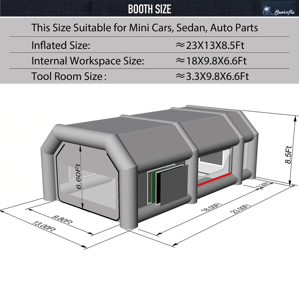 Paint Booth Inflatable Booth Booth Portable Inflatable 23x13x8.5Ft Spray Painting Sewinfla with Blowers Professional Car