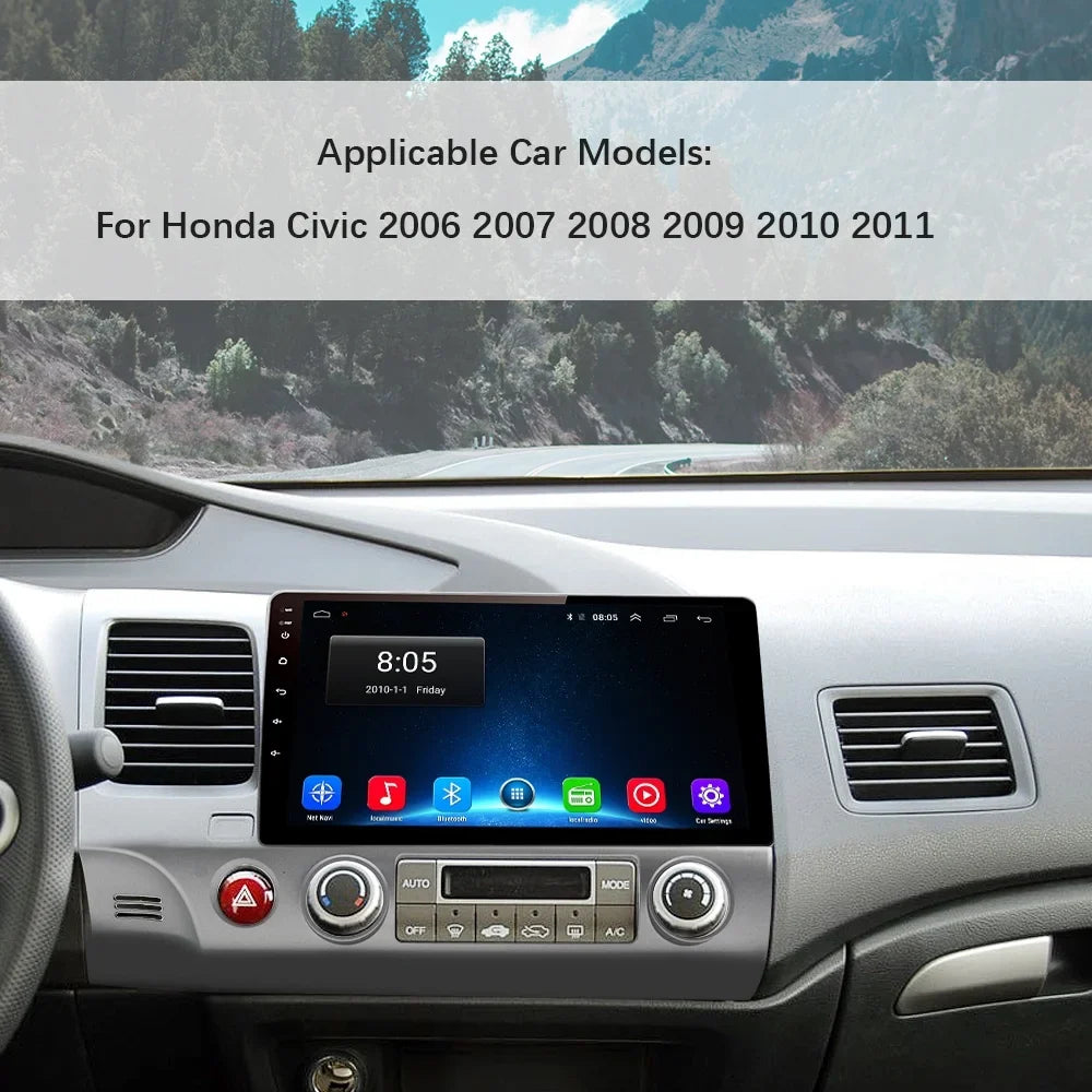 Control Civic Awesafe Apple Auto 12 10 Carplay,Android for 2006-2011, Android with Car Radio Inch Wheel Steering Honda Stereo