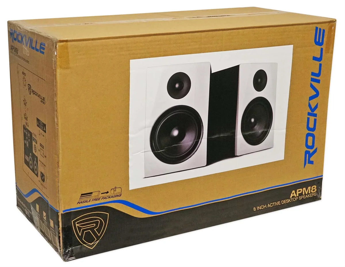 Monitor APM8W Rockville 8" USB Studio Premium (2) Black Speakers+28" Stands