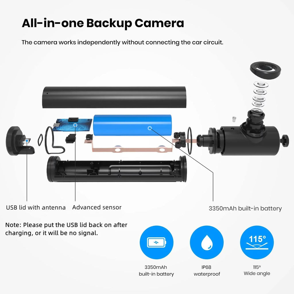 (TW1) Camera No Installation Auto-Vox Channel Reverse Camera Wireless Camera, Backup Wiring Backup Car 2 Camera, Dual Support
