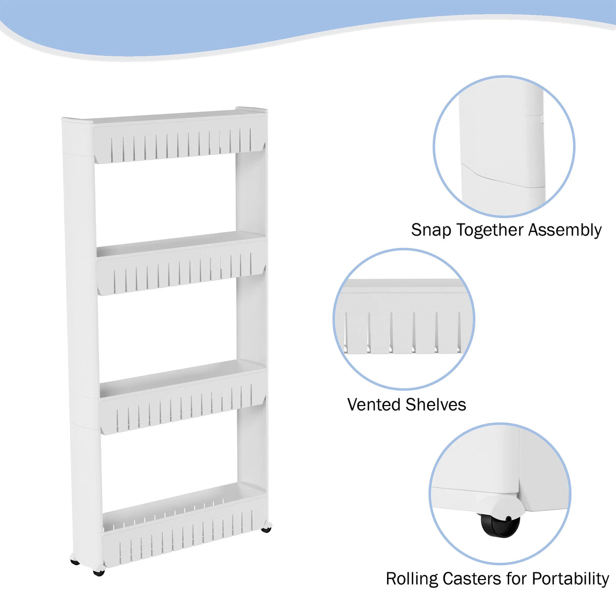 Mobile Baskets, Unit Storage 4 Everyday Slim Slide Pantry Out Home Organizer, Plastic Shelving