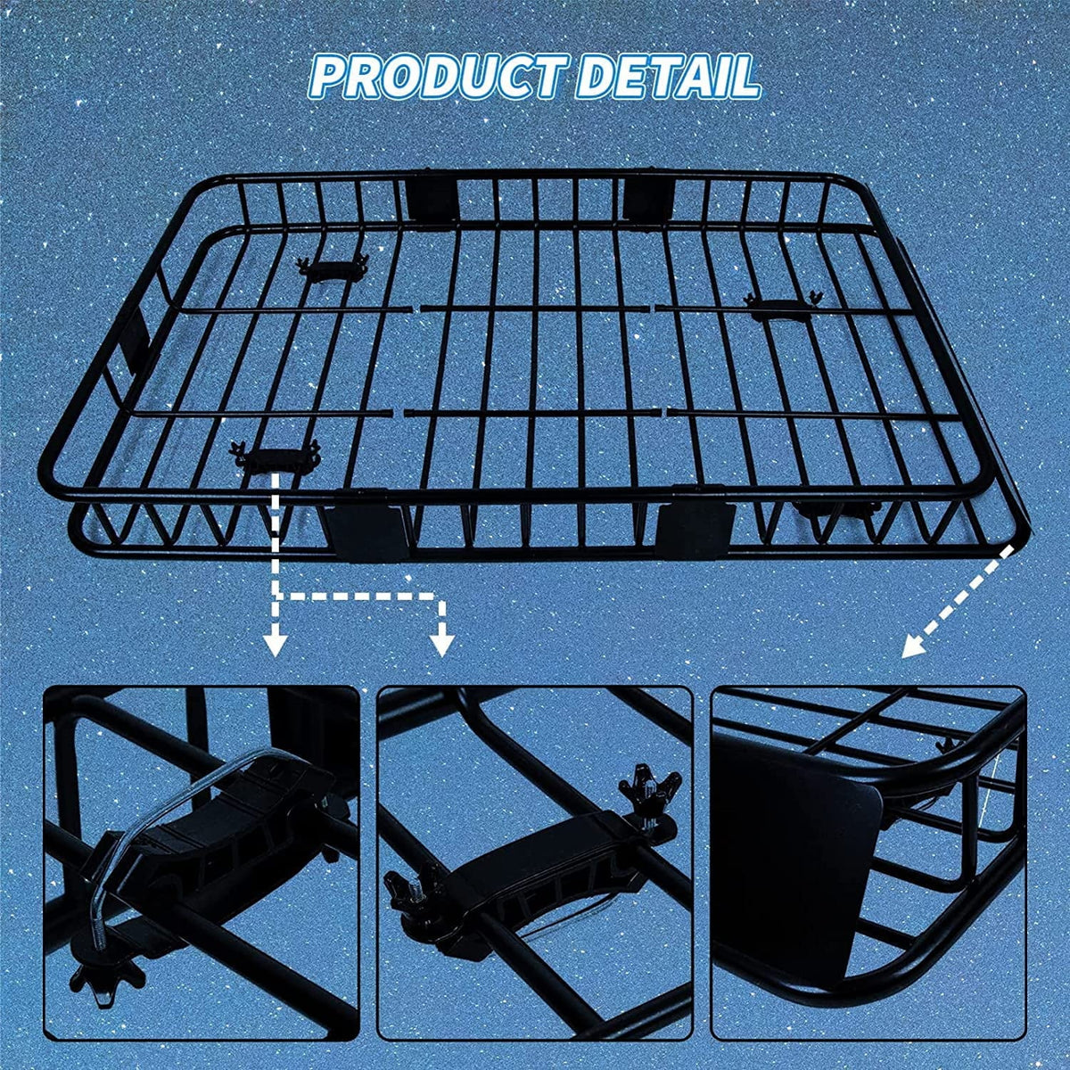 39" Car Holder for Capacity with Cargo 250LBS Storage Top Basket Duty Steel Universal Rack Travel Carrier Extension Weight Roof 6'' 64" x Luggage HECASA SUV Heavy x