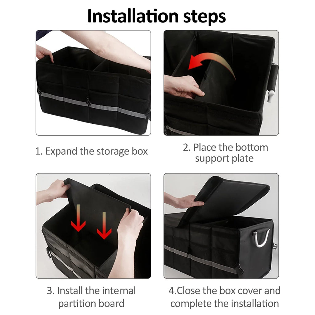 Folding Cloth Oxford Organizer Box Car OWSOO Storage Reflective Storage with Car Strip 55L Organizer Car Automotive Trunk Cargo Box Trunk