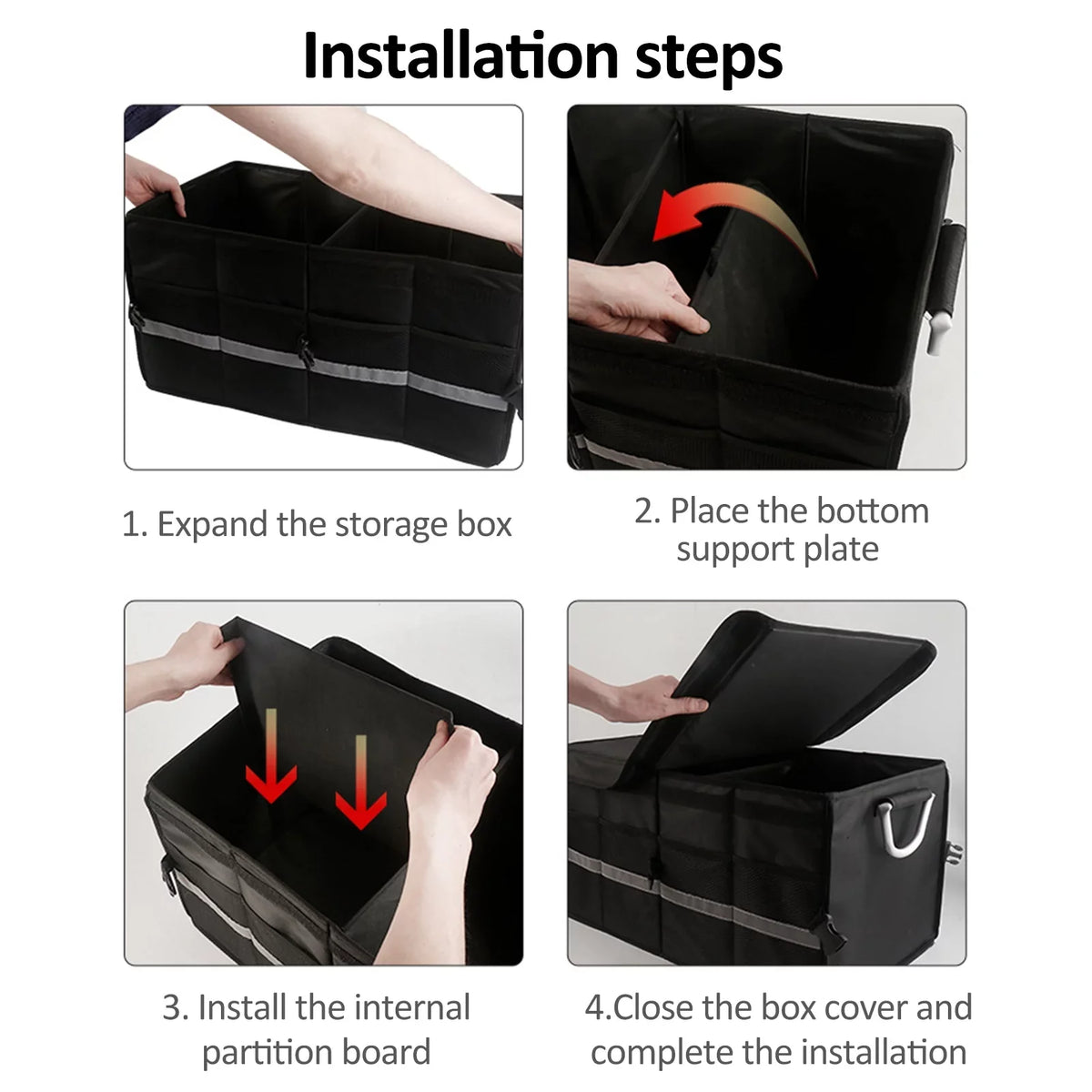 Folding Cloth Oxford Organizer Box Car OWSOO Storage Reflective Storage with Car Strip 55L Organizer Car Automotive Trunk Cargo Box Trunk