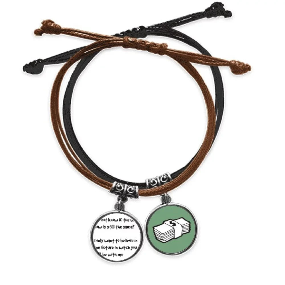 Bracelet With Wristband Quote Chain Hand Rope Future Poetry Famous You Money Leather