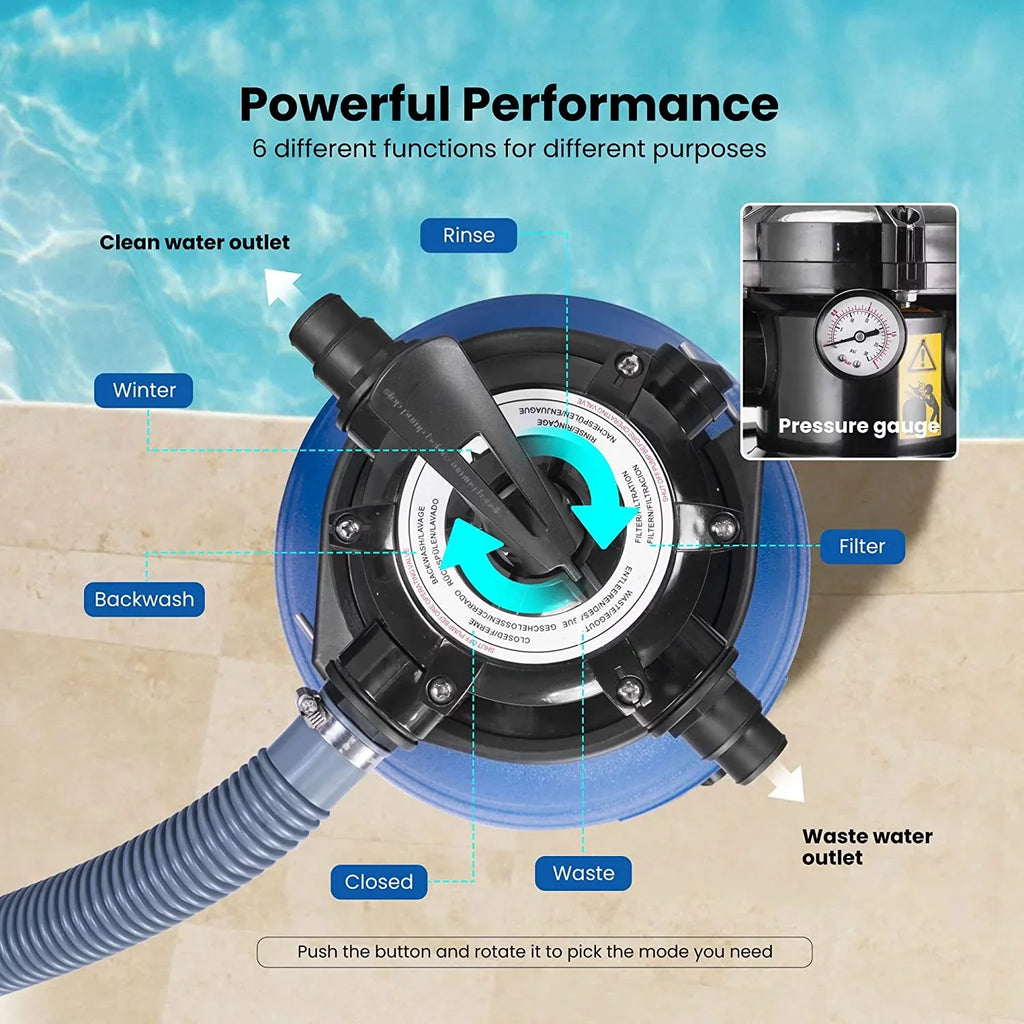 with Hp VIVOHOME Filter 15360 Fits Pool Capacity 45 GPH Pump, Sand Gallons 2380 3/4 Pound Pool, Sand