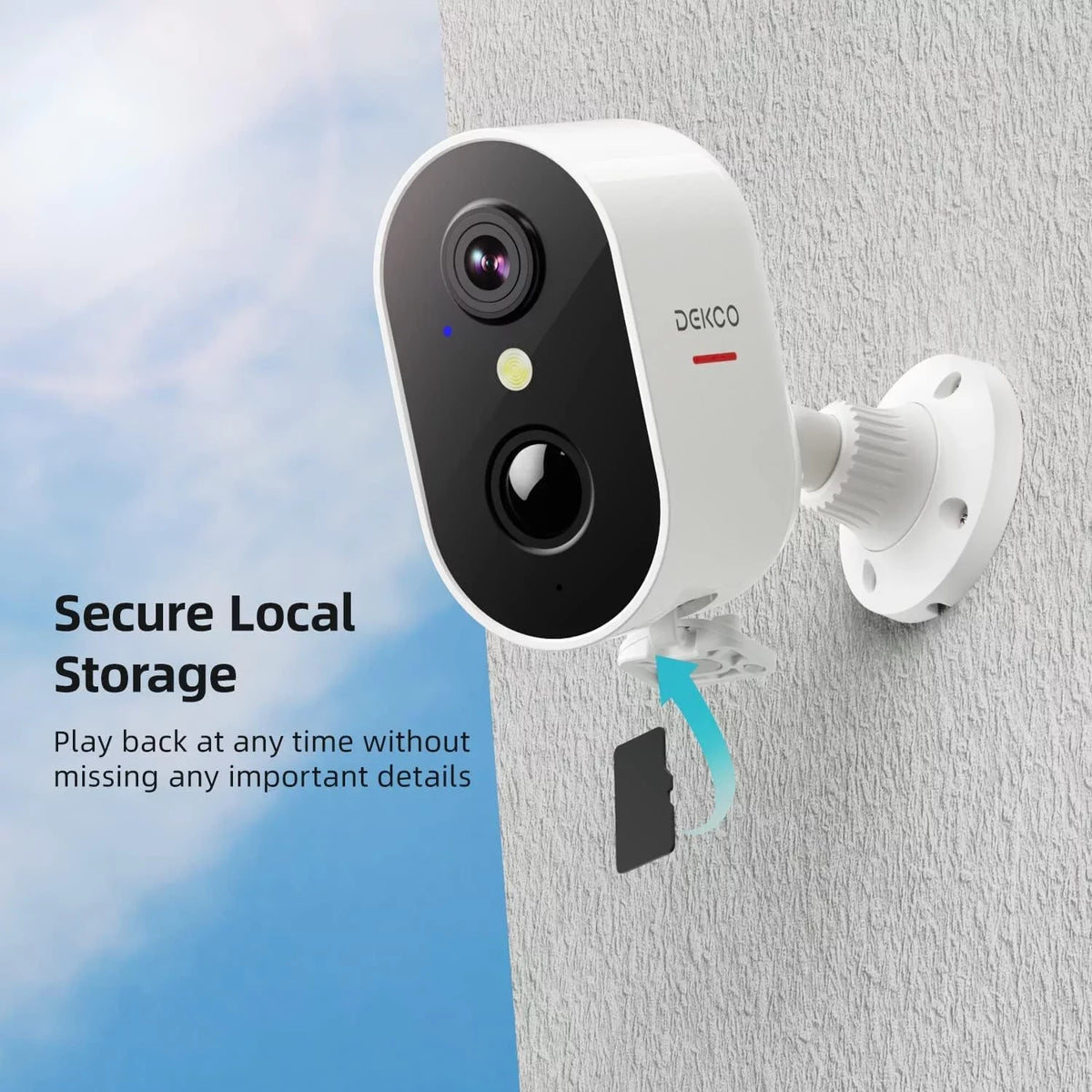 2-Way with Security Wireless Home Audio Surveillance with Motion Siren,Rechargeable Camera WiFi Camera 2K Detection Battery Powered DEKCO Color & Night Vision Spotlight /Indoor Outdoor