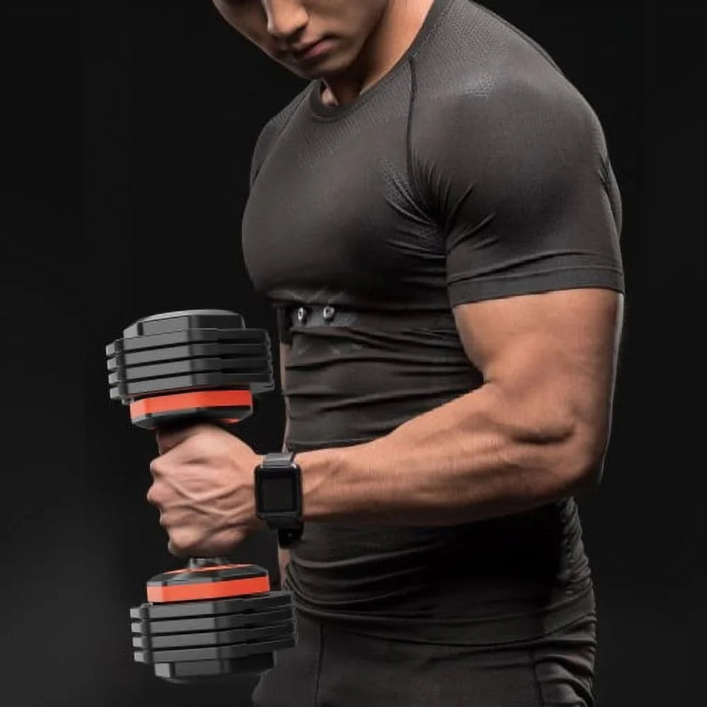 Adjust Fast Set for and Dumbbells Women Adjustable Workout in Dumbbell Anti-Slip with Exercises Weight Pairs for Pair Men Gym Home Equipment 25LB 5 Handle 1 in Metal Dumbbell