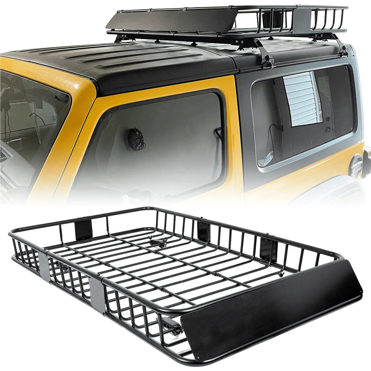 39" Car Holder for Capacity with Cargo 250LBS Storage Top Basket Duty Steel Universal Rack Travel Carrier Extension Weight Roof 6'' 64" x Luggage HECASA SUV Heavy x