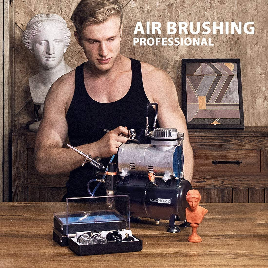 Air with Airbrush Professional 1/5 Airbrushing Compressor 1 Shoes and for HP Cake VIVOHOME System Decoration Tattoo Makeup Kit 110-120V Paint