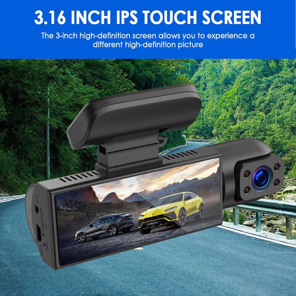and Lens JLLOM 1080P Inside Dash Cam Camera Dual - DVR Car with Front