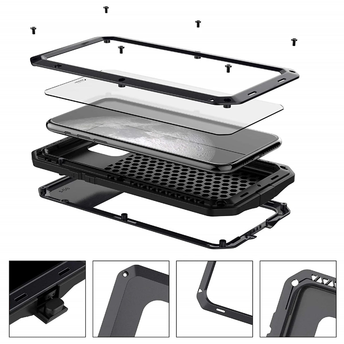 Rugged Duty iPhone Shockproof Travel Case Protection, and (Silver) Scratch 5s Military Metal Outdoor Grade Gorilla Glass Heavy Resistant Aluminum