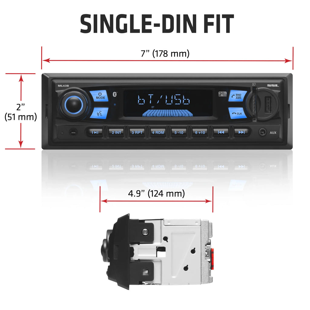 Bluetooth, USB, Car Stereo, CD, ML43B No AM/FM SD, Storm Sound Laboratories