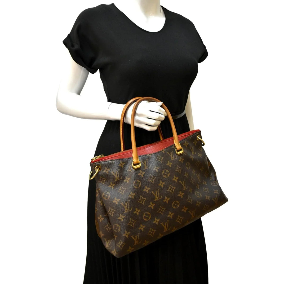 MM Shoulder Canvas Bag LOUIS Monogram Brown Pre-owned VUITTON Pallas