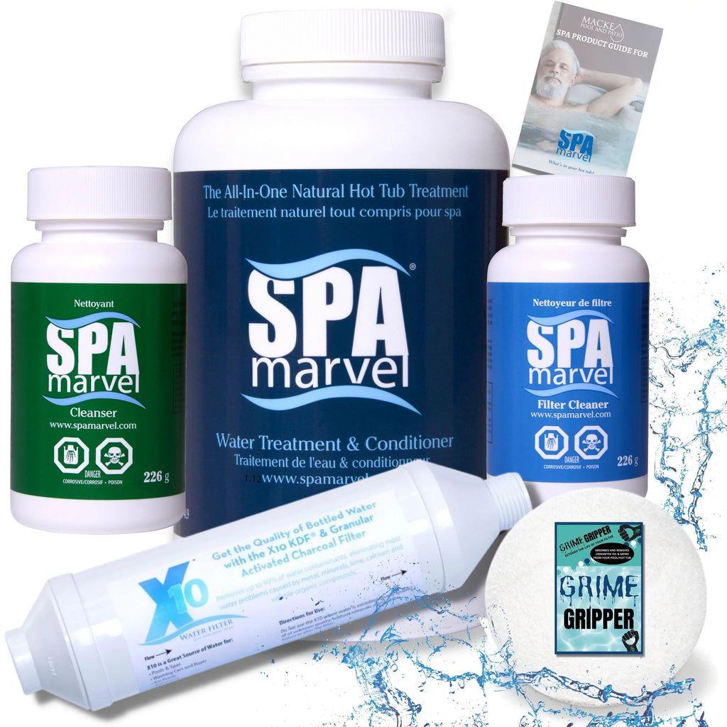 Marvel Spa Scum FREE Spa and Spa Absorber 16oz, Marvel and Spa Cleaner Cleanser, + Marvel Treatment X10 Conditioner Pre-Filter Marvel